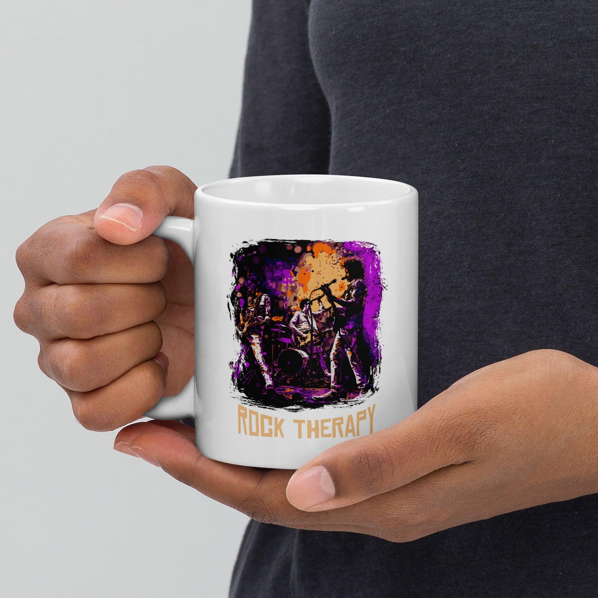 Rock Therapy white glossy mug - Beyond T-shirts