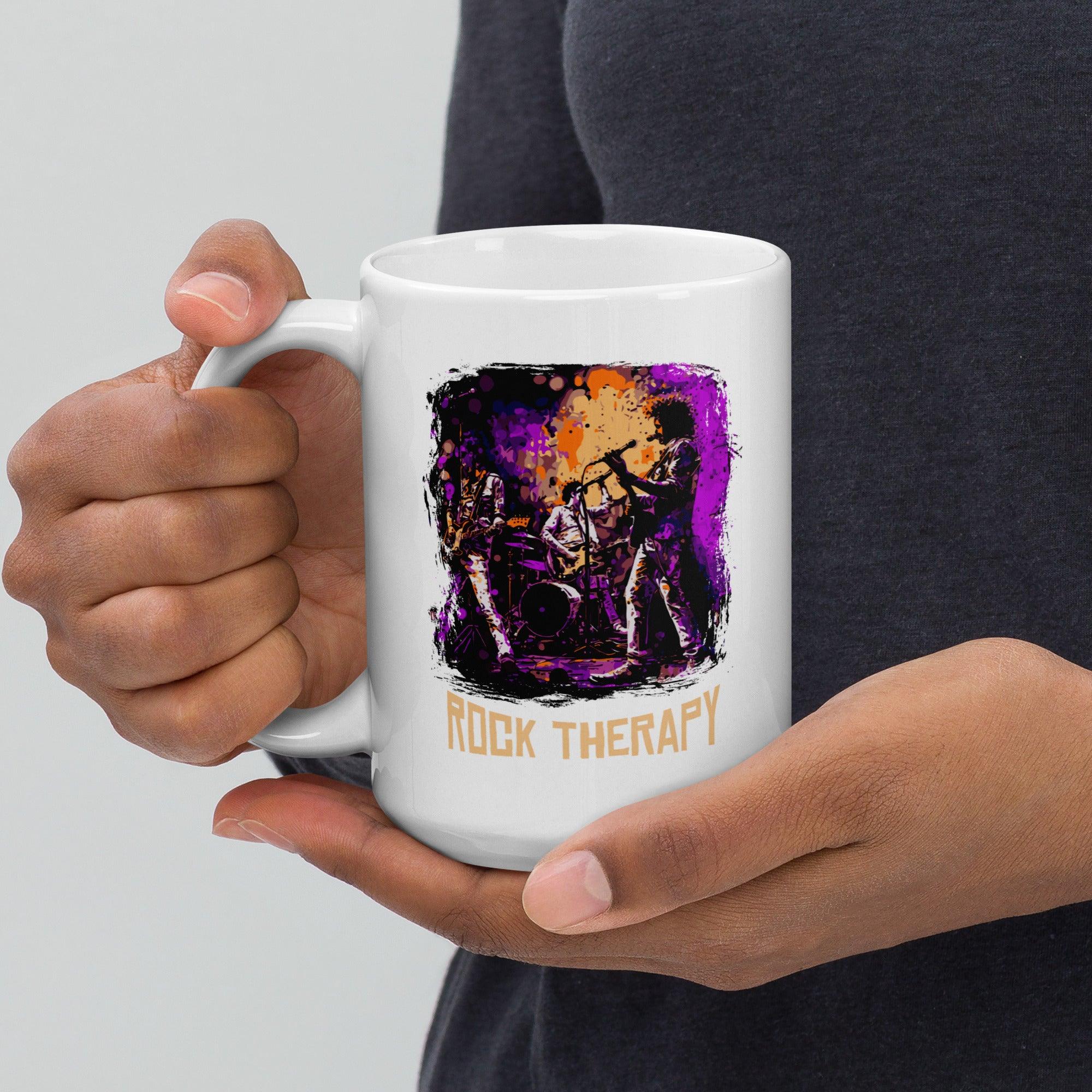 Rock Therapy white glossy mug - Beyond T-shirts