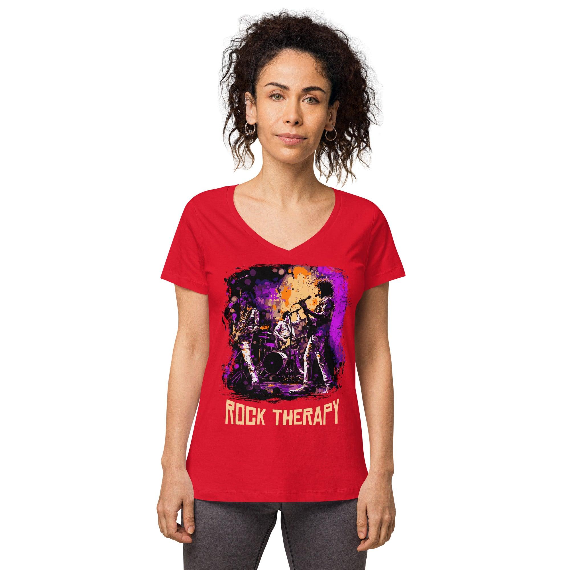 Rock therapy women’s fitted v-neck t-shirt - Beyond T-shirts