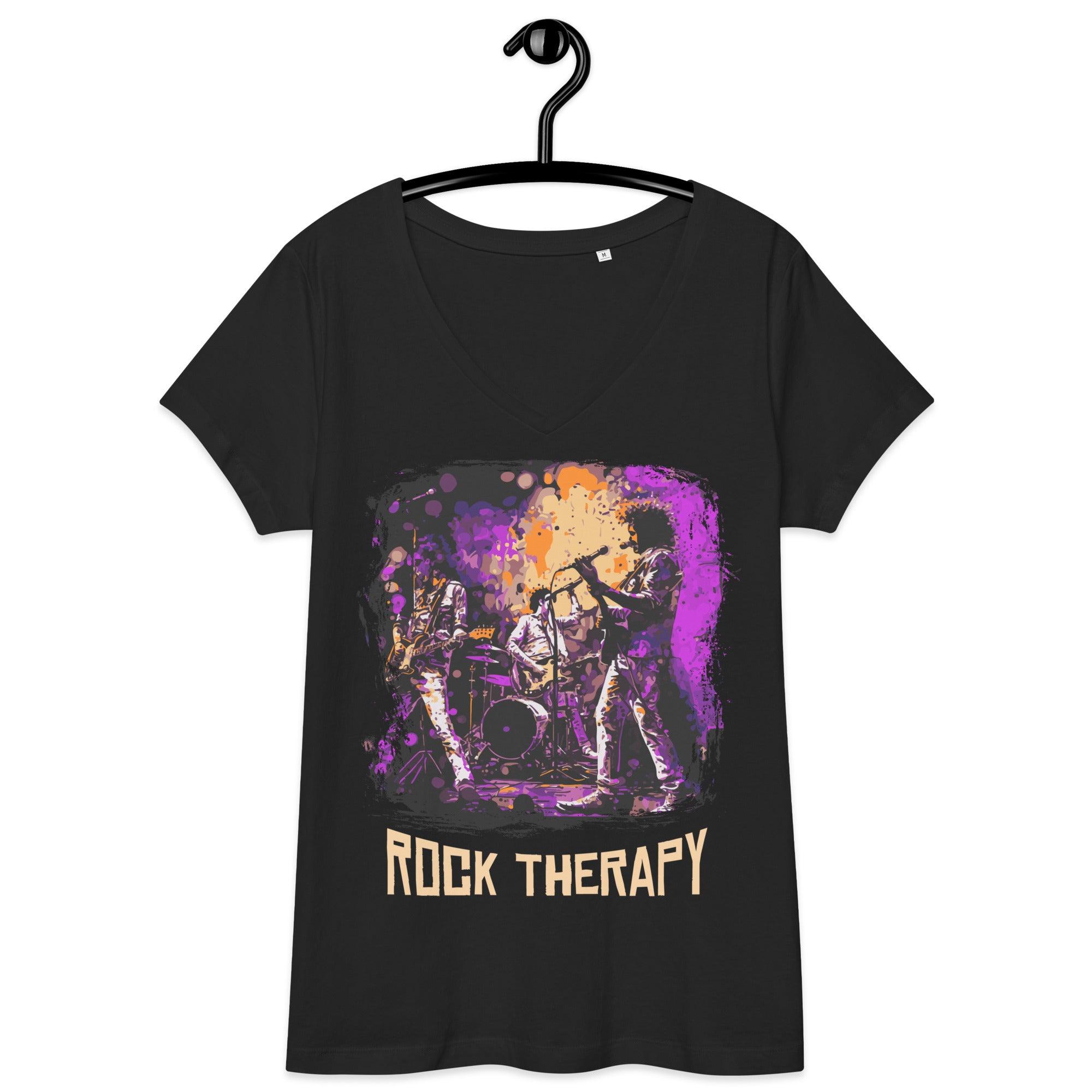 Rock therapy women’s fitted v-neck t-shirt - Beyond T-shirts