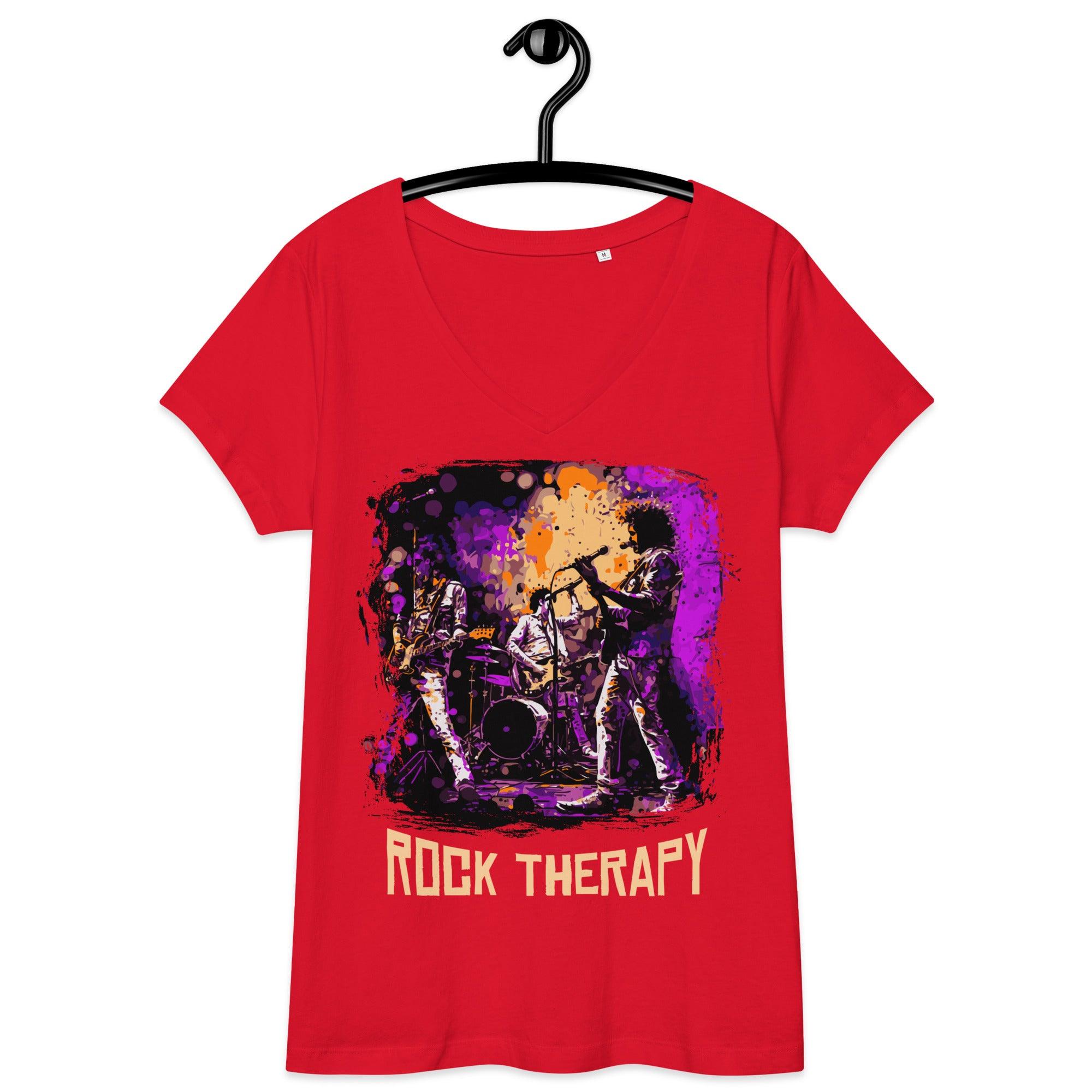 Rock therapy women’s fitted v-neck t-shirt - Beyond T-shirts