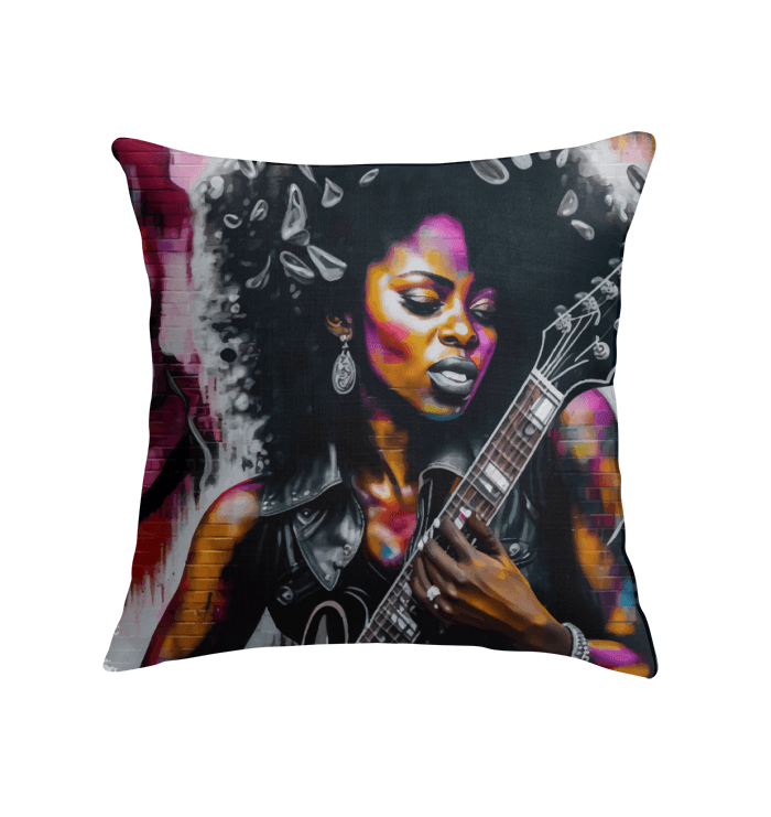 Rocking Out, Feminine Style Indoor Pillow - Beyond T-shirts