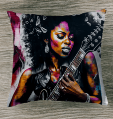 Rocking Out, Feminine Style Indoor Pillow - Beyond T-shirts