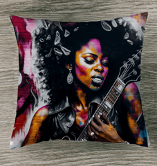 Rocking Out, Feminine Style Outdoor Pillow - Beyond T-shirts