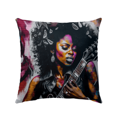 Rocking Out, Feminine Style Outdoor Pillow - Beyond T-shirts