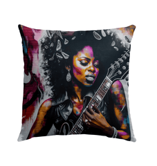 Rocking Out, Feminine Style Outdoor Pillow - Beyond T-shirts