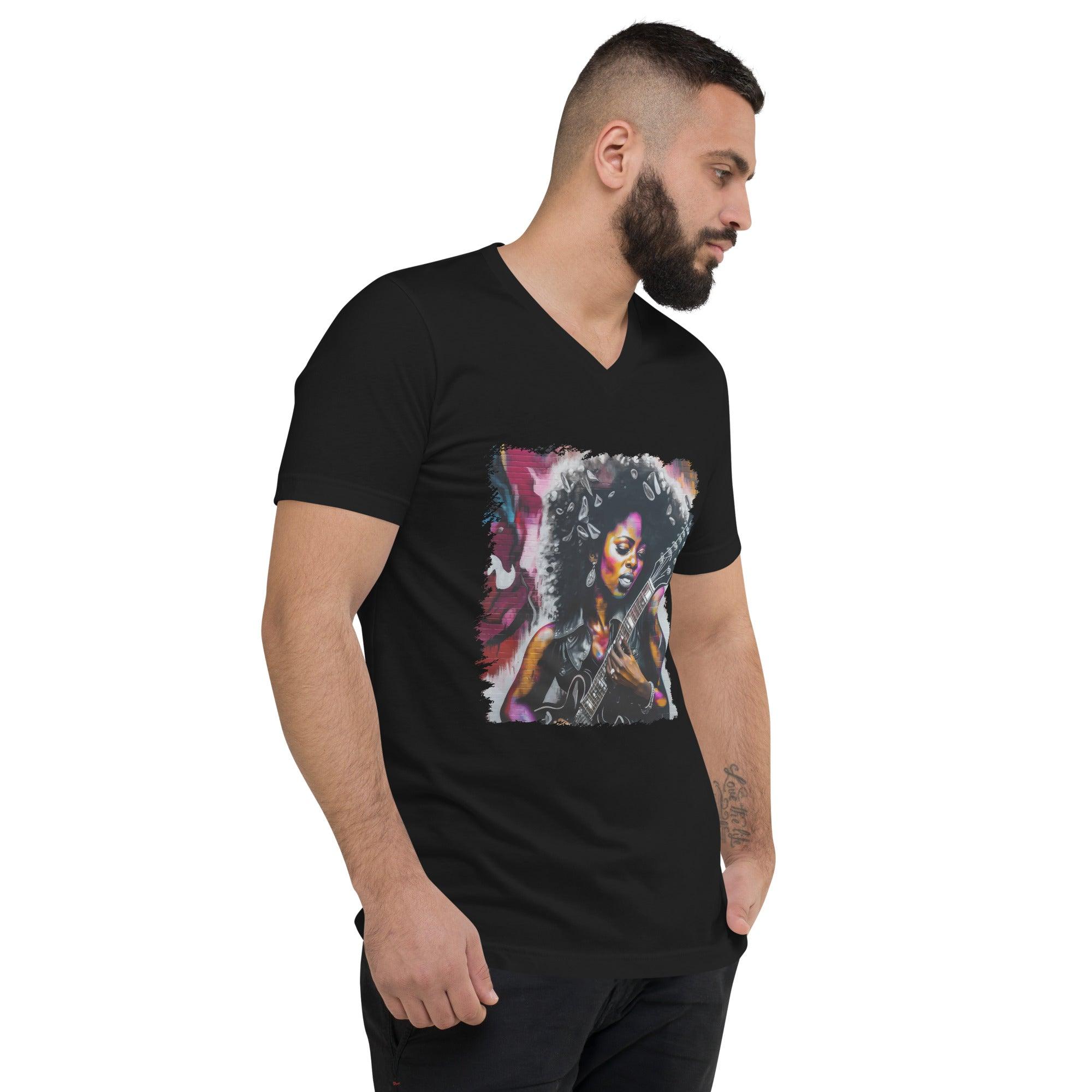 Rocking Out, Feminine Style Unisex Short Sleeve V-Neck T-Shirt - Beyond T-shirts