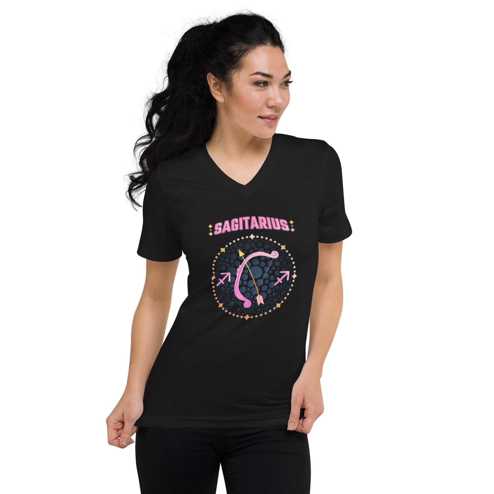 Sagitarius Unisex Short Sleeve V-Neck T-Shirt | Zodiac Series 1 - Beyond T-shirts