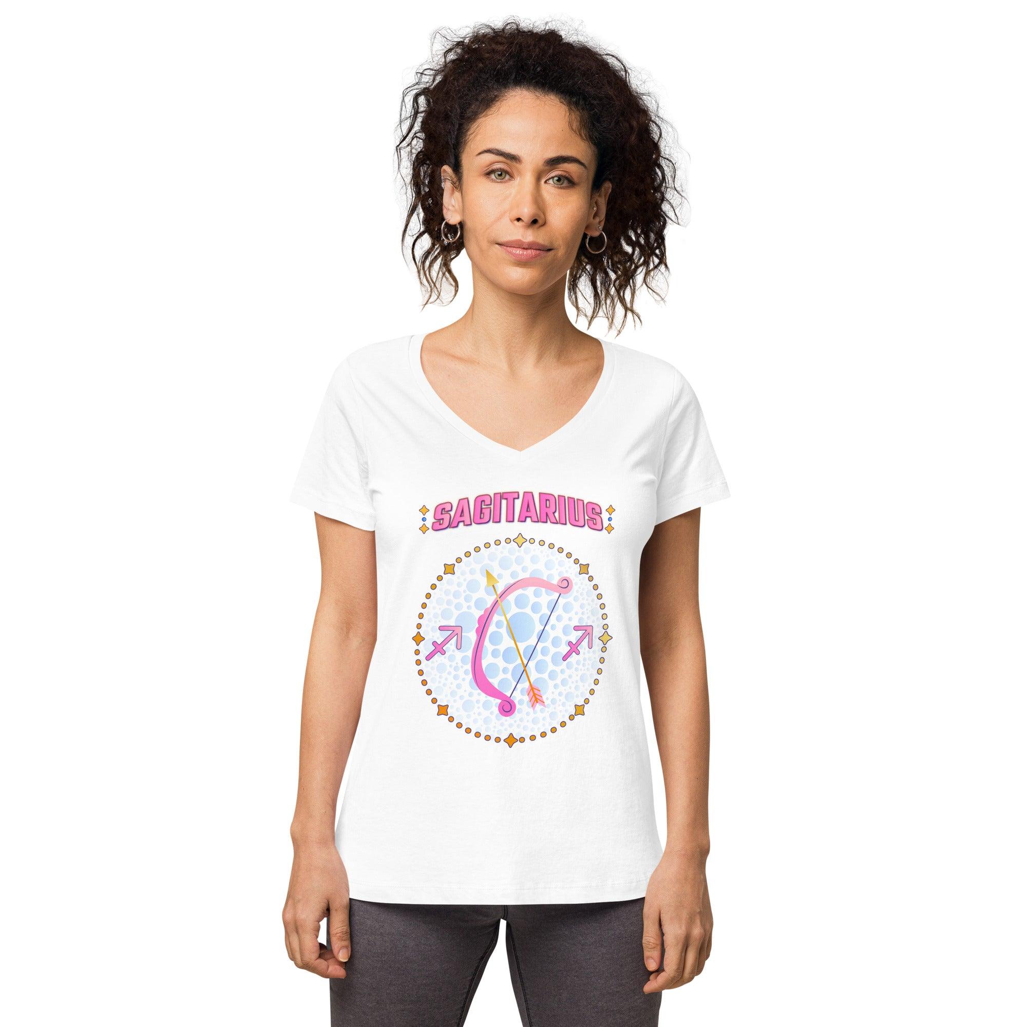 sagitarius Women’s Fitted V-Neck T-Shirt | Zodiac Series 1 - Beyond T-shirts