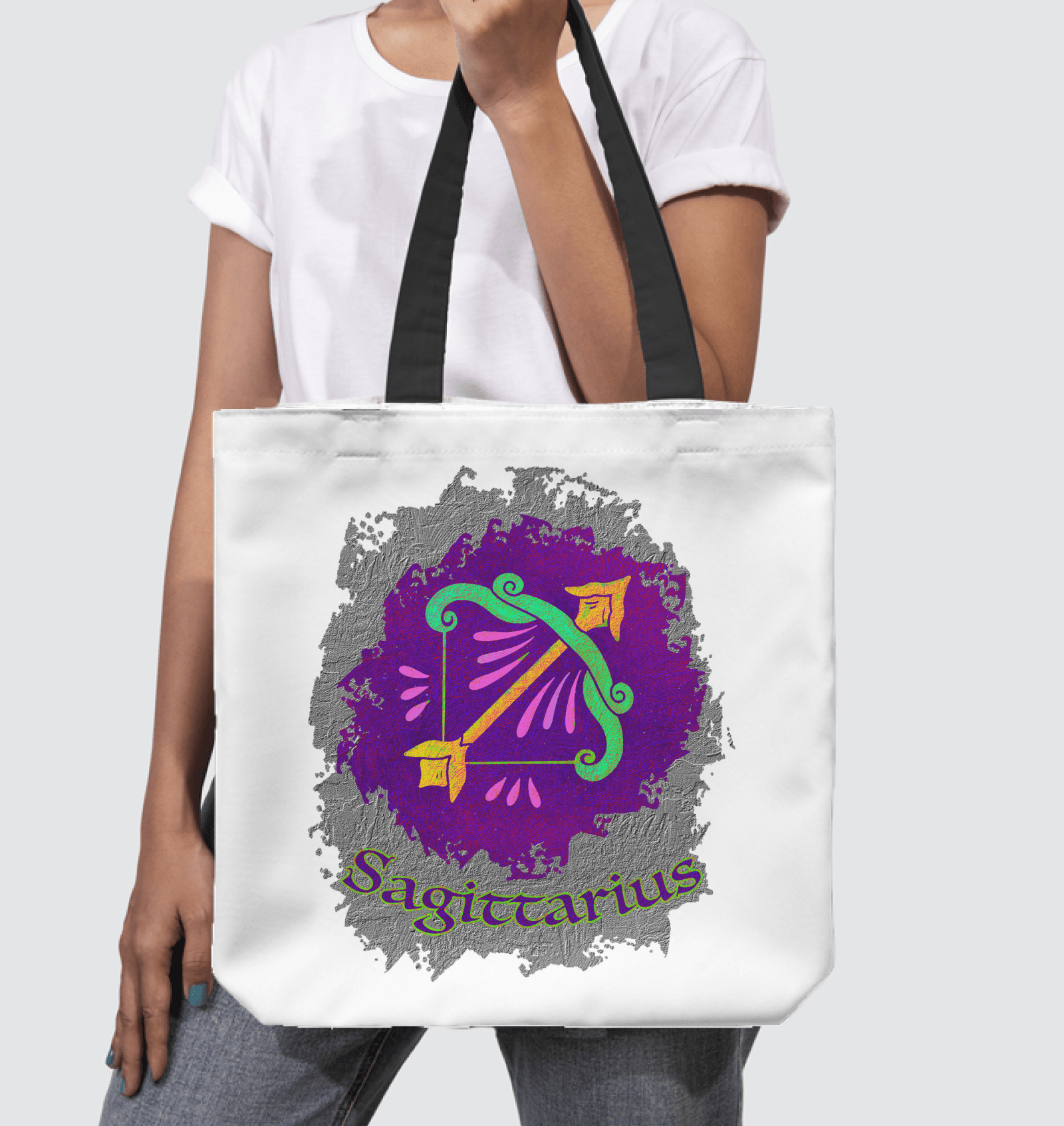 Sagittarius Basketweave Tote Bag | Zodiac Series 11 - Beyond T-shirts