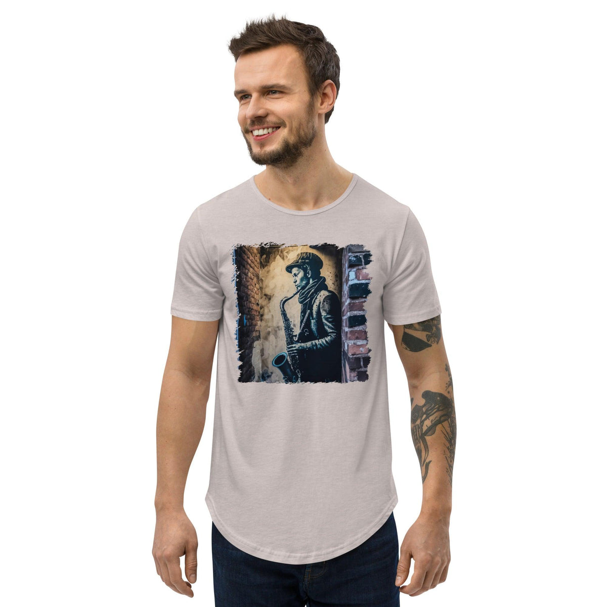 Sax It Up Men's Curved Hem T-Shirt - Beyond T-shirts