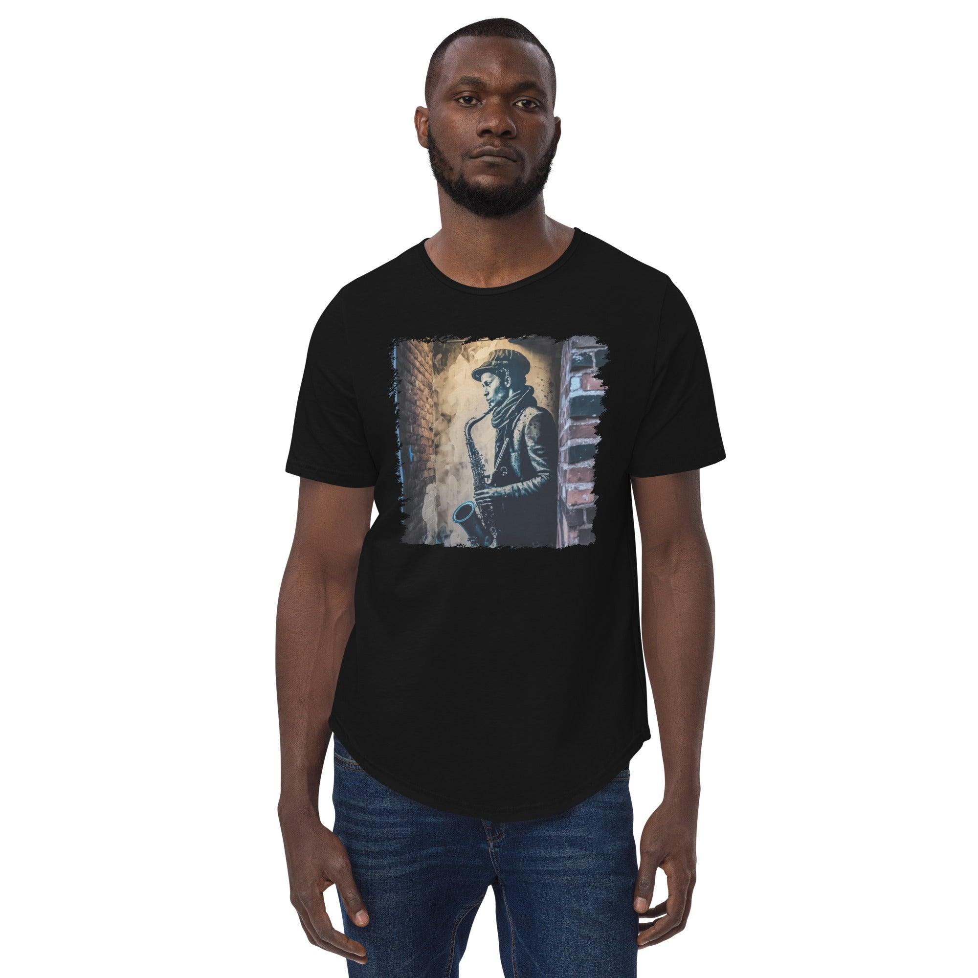 Sax It Up Men's Curved Hem T-Shirt - Beyond T-shirts