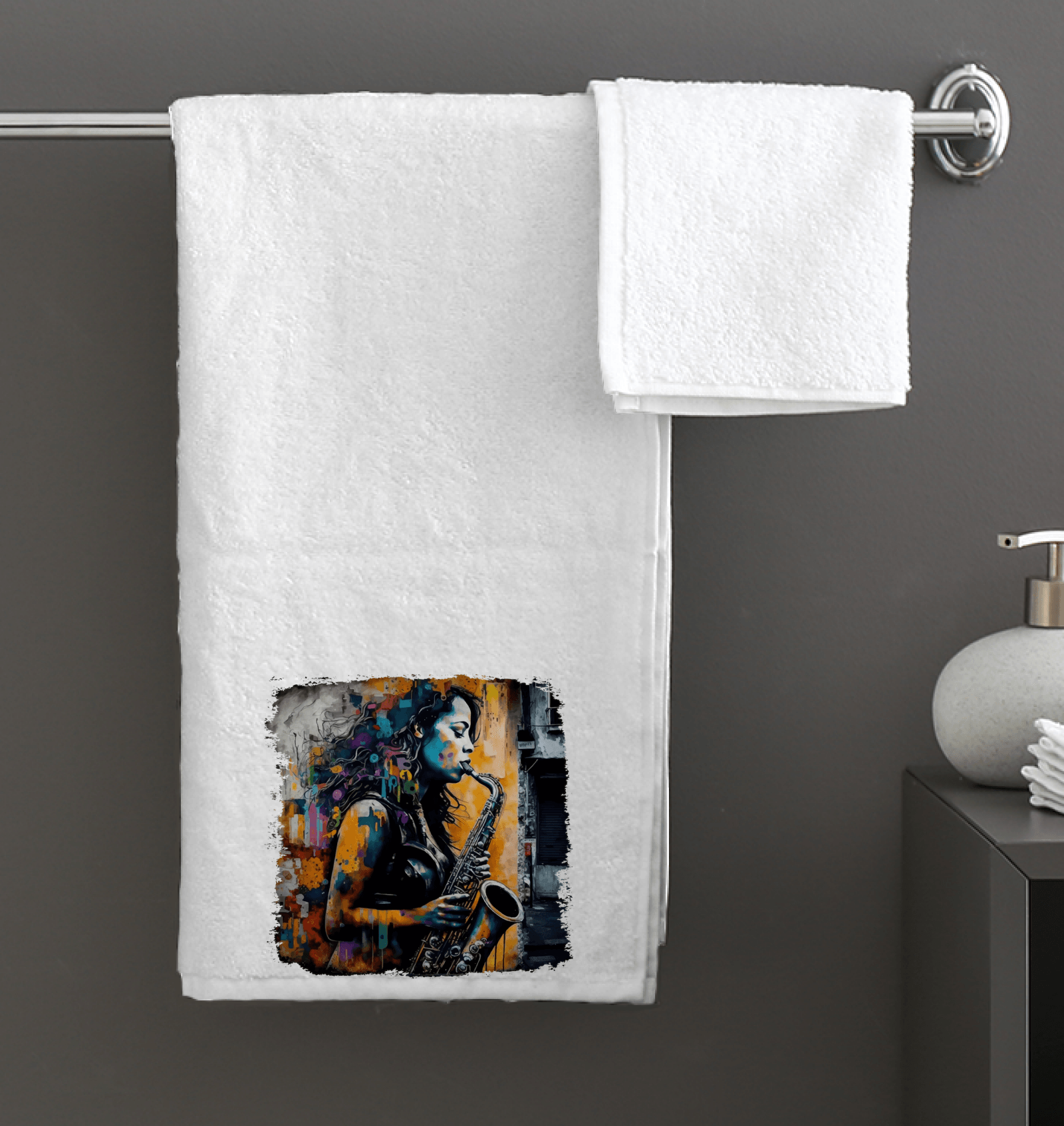 Saxophone Inspires Her Art Bath Towel - Beyond T-shirts