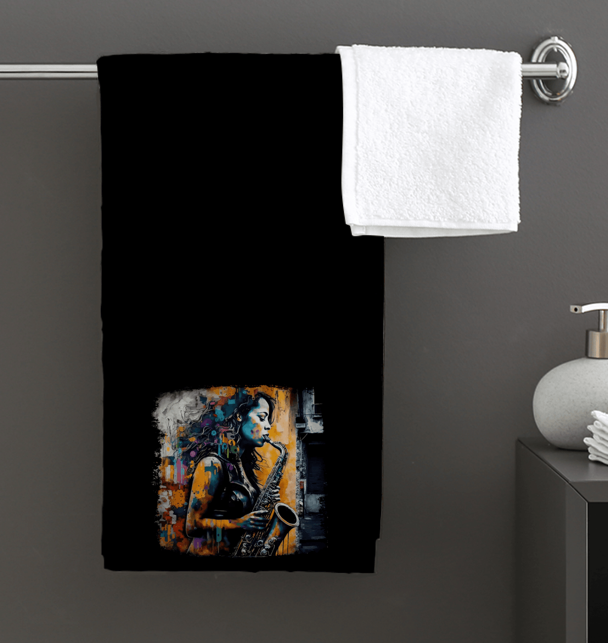 Saxophone Inspires Her Art Bath Towel - Beyond T-shirts