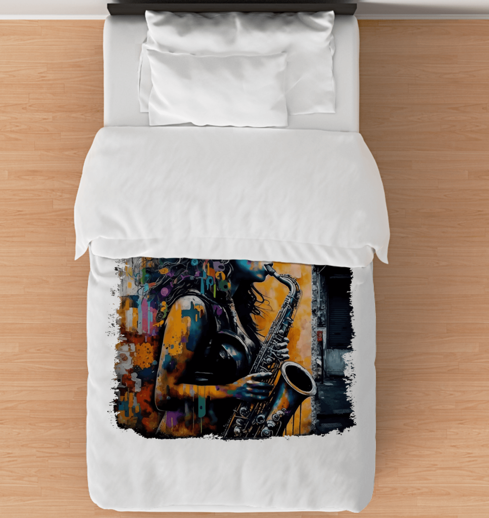 Saxophone Inspires Her Art Duvet Cover - Beyond T-shirts