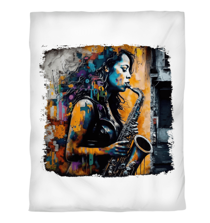 Saxophone Inspires Her Art Duvet Cover - Beyond T-shirts