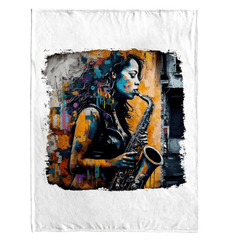 Saxophone Inspires Her Art Sherpa Blanket - Beyond T-shirts