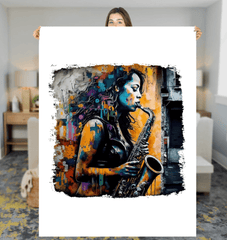 Saxophone Inspires Her Art Sherpa Blanket - Beyond T-shirts