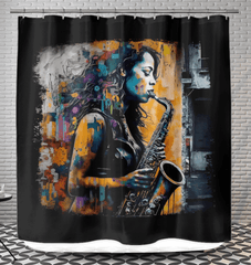 Saxophone Inspires Her Art Shower Curtain - Beyond T-shirts