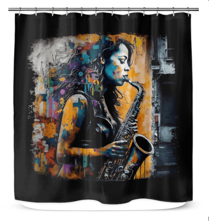 Saxophone Inspires Her Art Shower Curtain - Beyond T-shirts