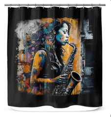 Saxophone Inspires Her Art Shower Curtain - Beyond T-shirts