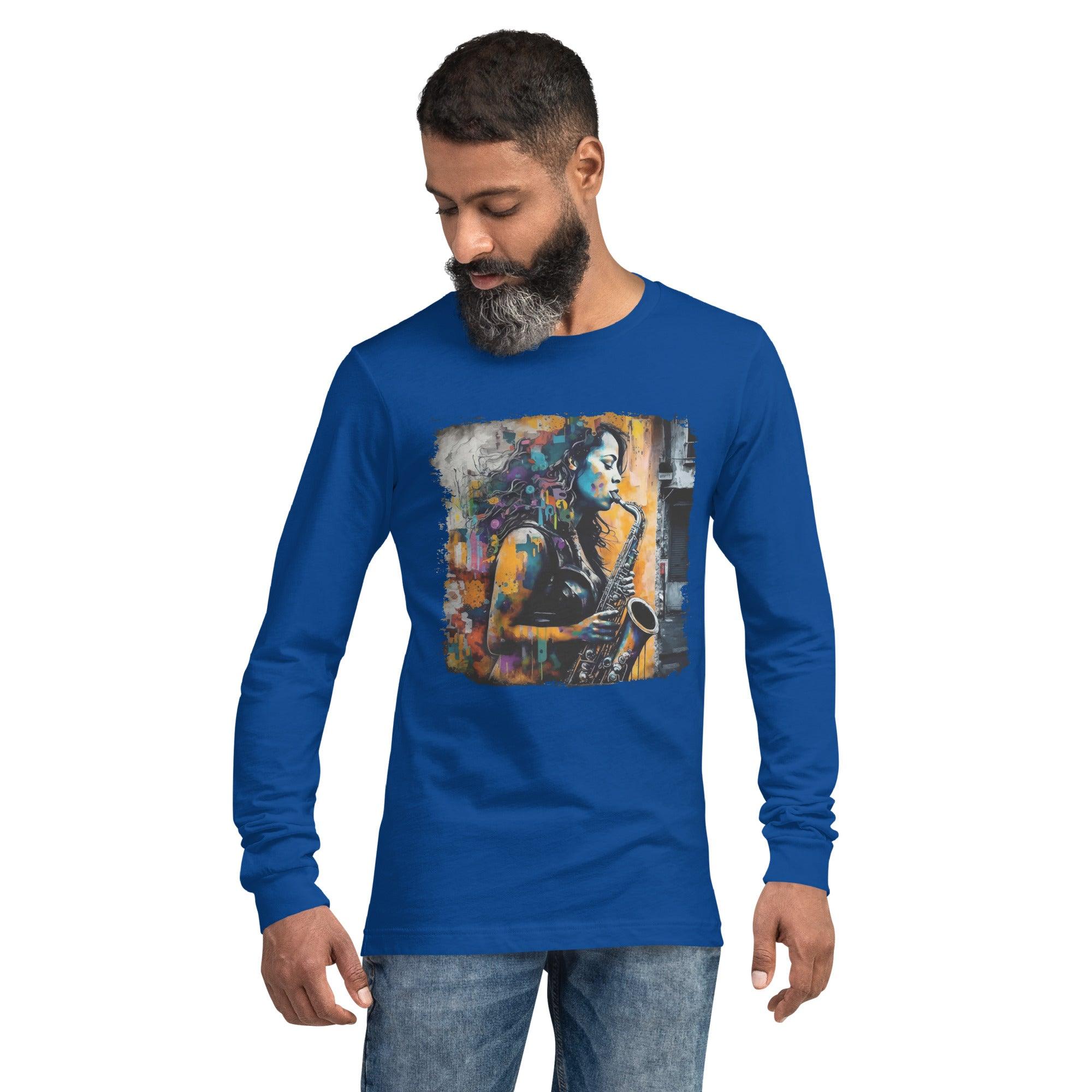 Saxophone Inspires Her Art Unisex Long Sleeve Tee - Beyond T-shirts