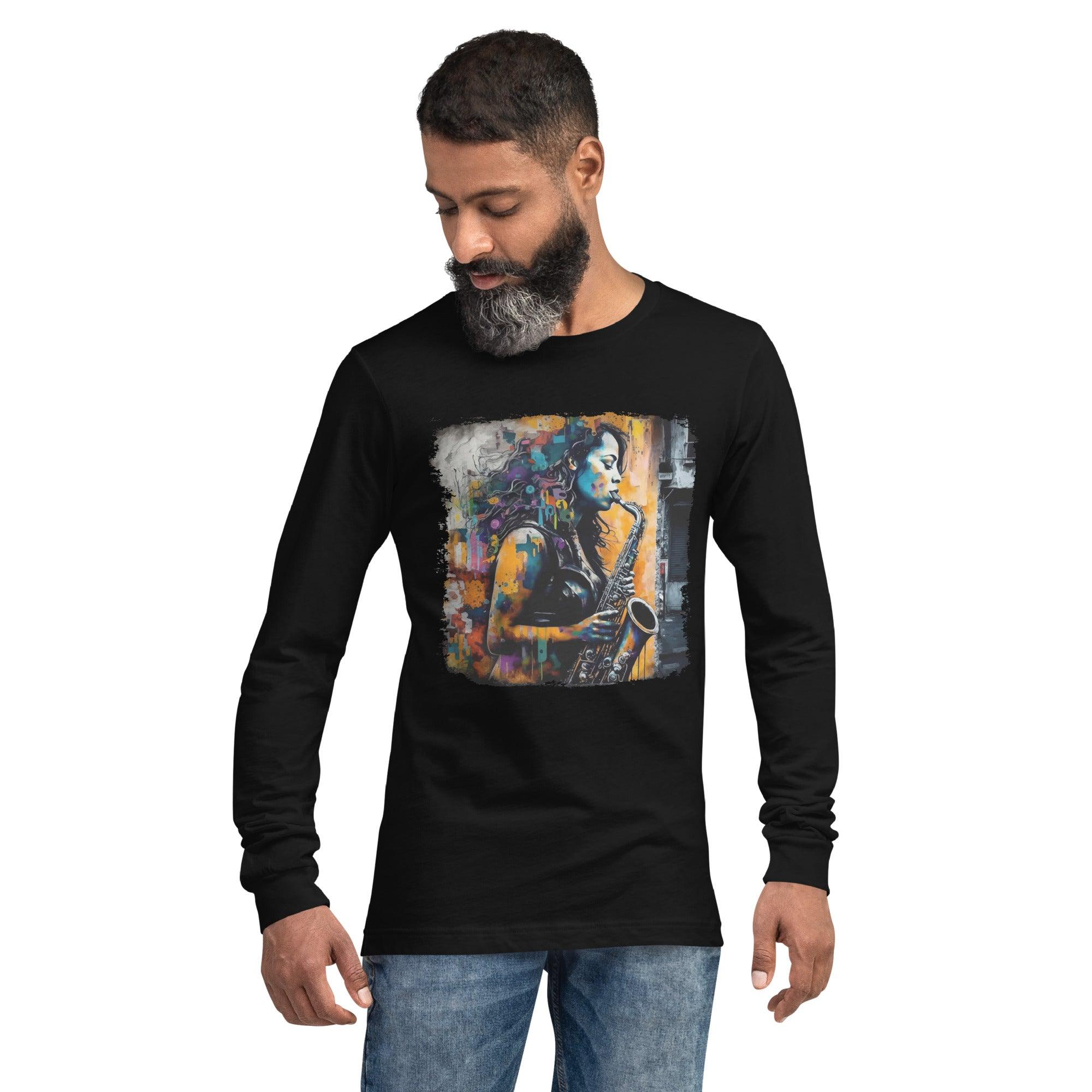 Saxophone Inspires Her Art Unisex Long Sleeve Tee - Beyond T-shirts