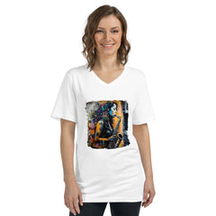 Saxophone Inspires Her Art Unisex Short Sleeve V-Neck T-Shirt - Beyond T-shirts