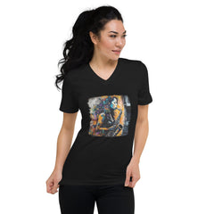 Saxophone Inspires Her Art Unisex Short Sleeve V-Neck T-Shirt - Beyond T-shirts