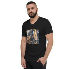 Saxophone Inspires Her Art Unisex Short Sleeve V-Neck T-Shirt - Beyond T-shirts