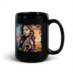 Saxophone Is Her Voice Black Glossy Mug - Beyond T-shirts