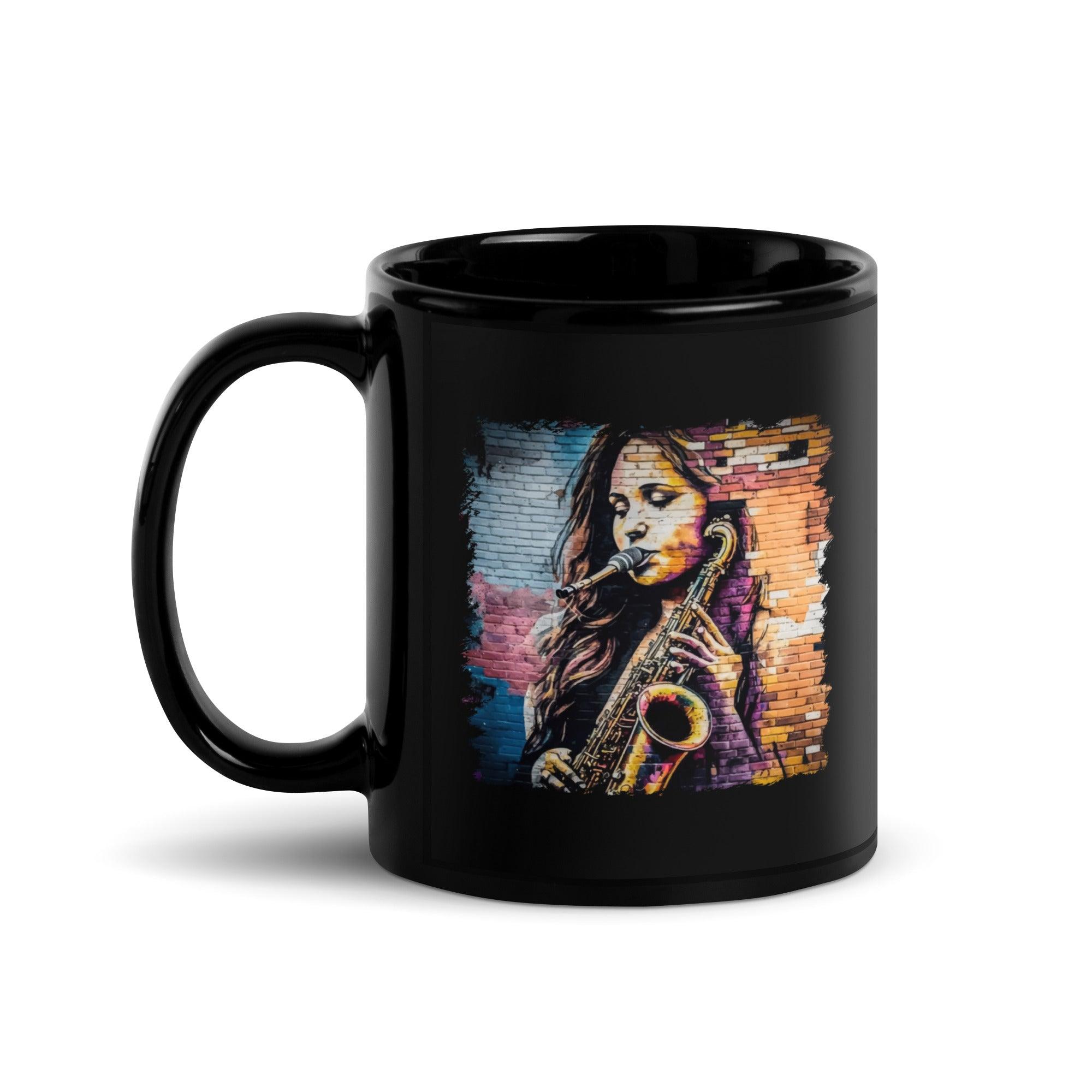 Saxophone Is Her Voice Black Glossy Mug - Beyond T-shirts