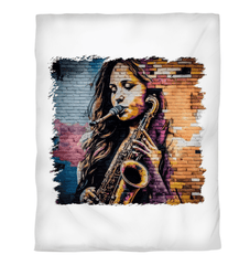 Saxophone Is Her Voice Duvet Cover - Beyond T-shirts