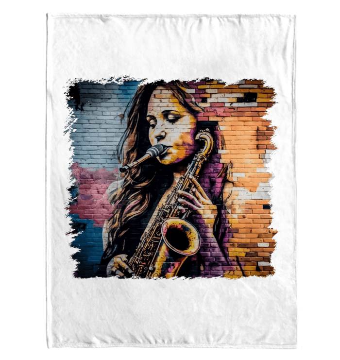 Saxophone Is Her Voice Sherpa Blanket - Beyond T-shirts