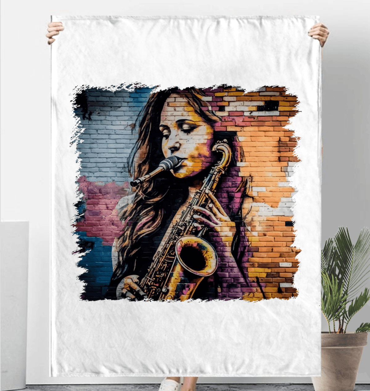 Saxophone Is Her Voice Sherpa Blanket - Beyond T-shirts