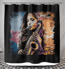 Saxophone Is Her Voice Shower Curtain - Beyond T-shirts