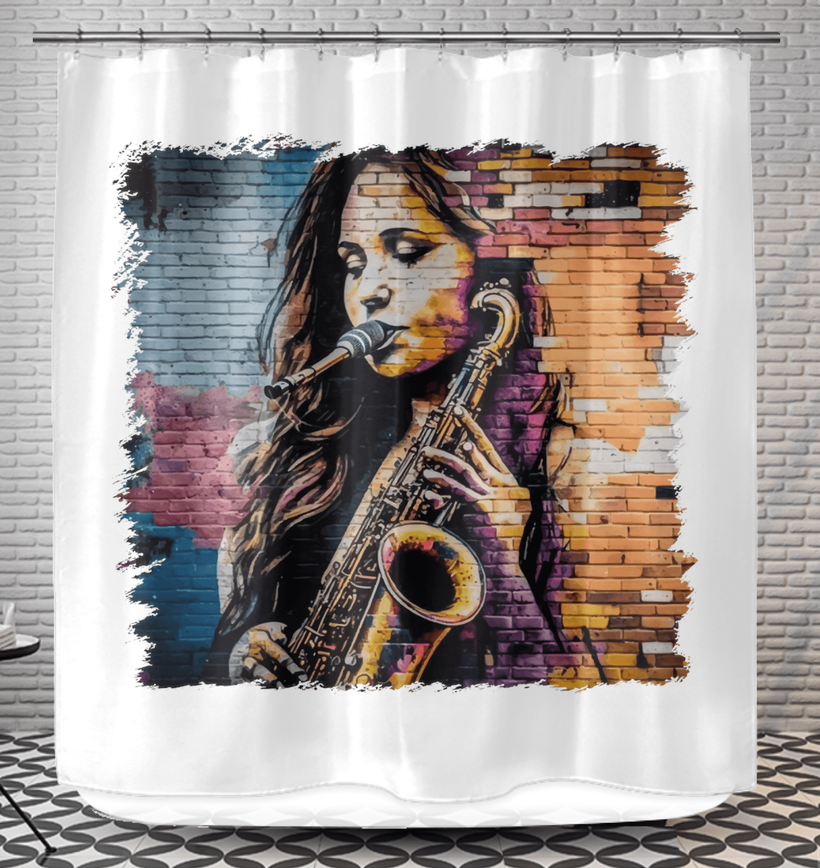 Saxophone Is Her Voice Shower Curtain - Beyond T-shirts