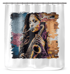 Saxophone Is Her Voice Shower Curtain - Beyond T-shirts