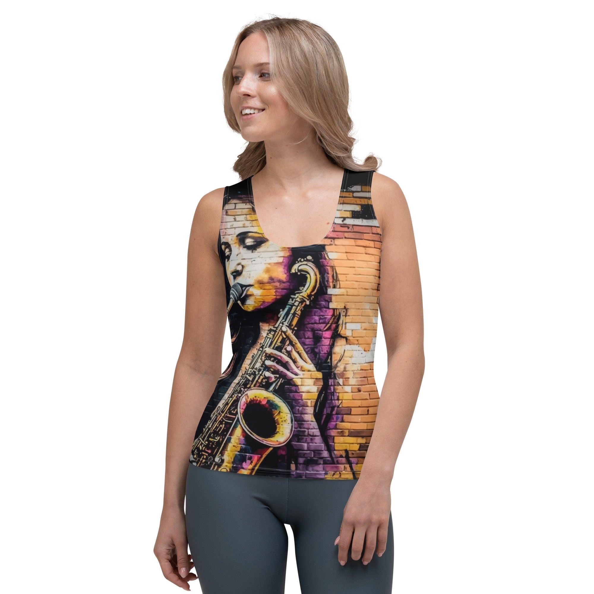 Saxophone Is Her Voice Sublimation Cut & Sew Tank Top - Beyond T-shirts