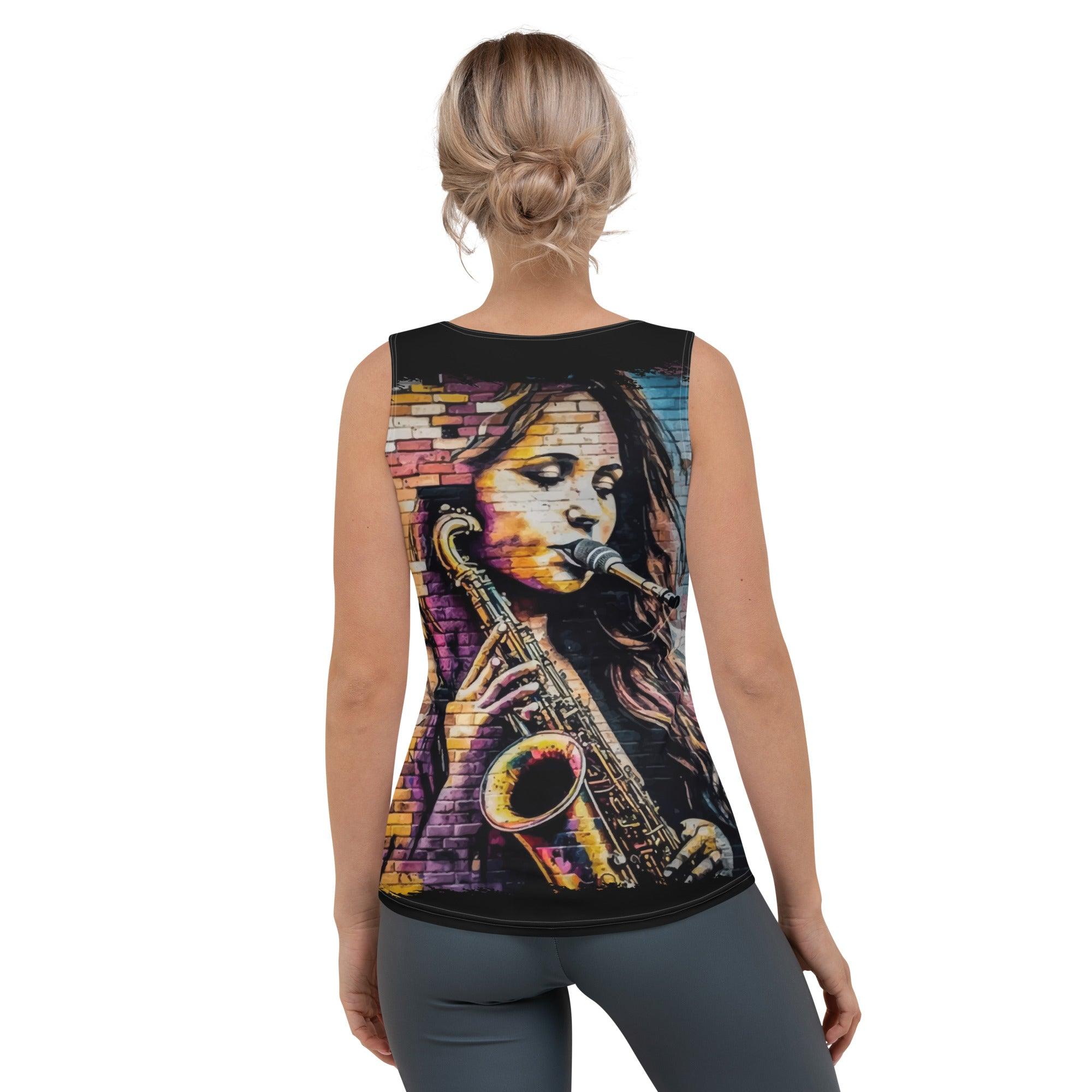 Saxophone Is Her Voice Sublimation Cut & Sew Tank Top - Beyond T-shirts