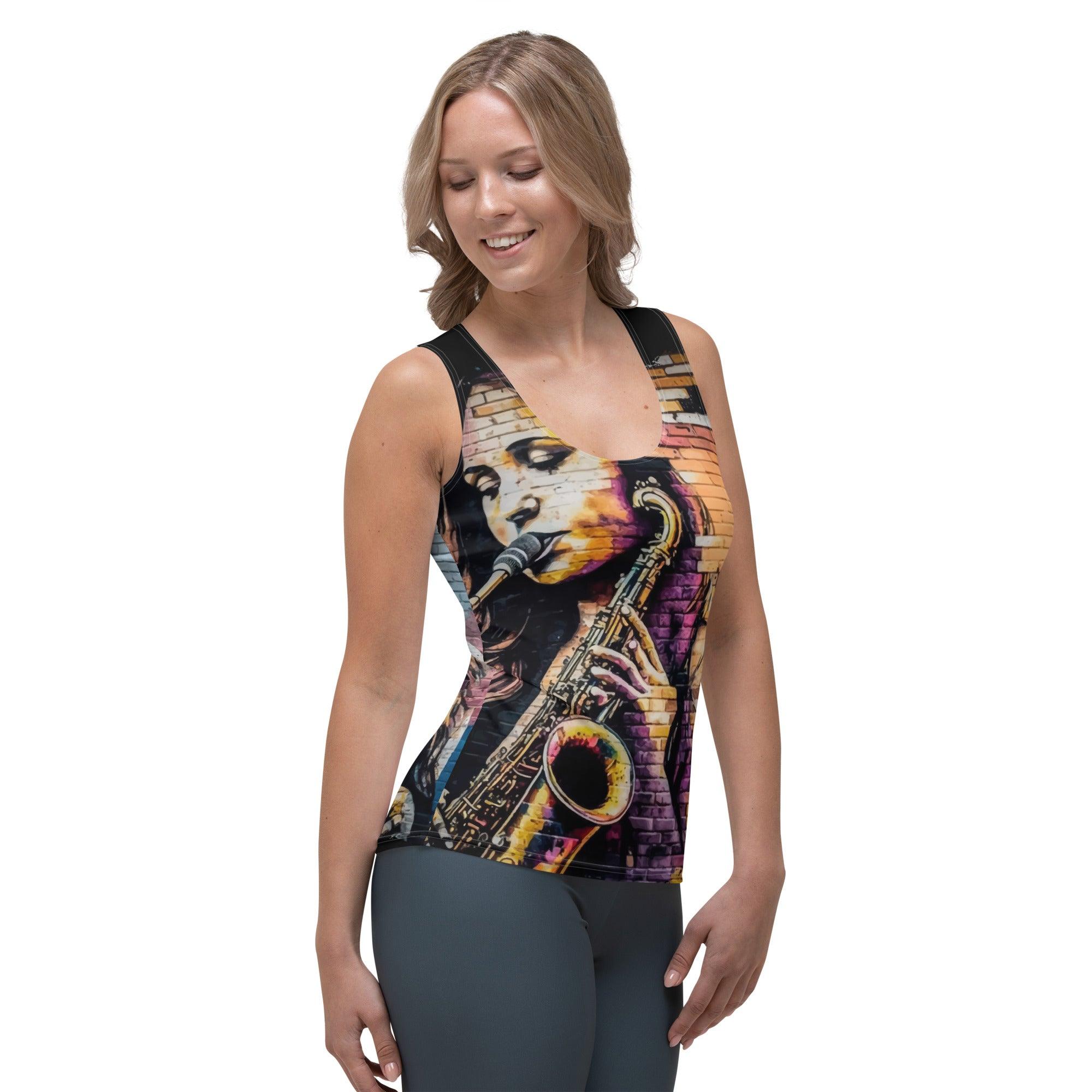 Saxophone Is Her Voice Sublimation Cut & Sew Tank Top - Beyond T-shirts