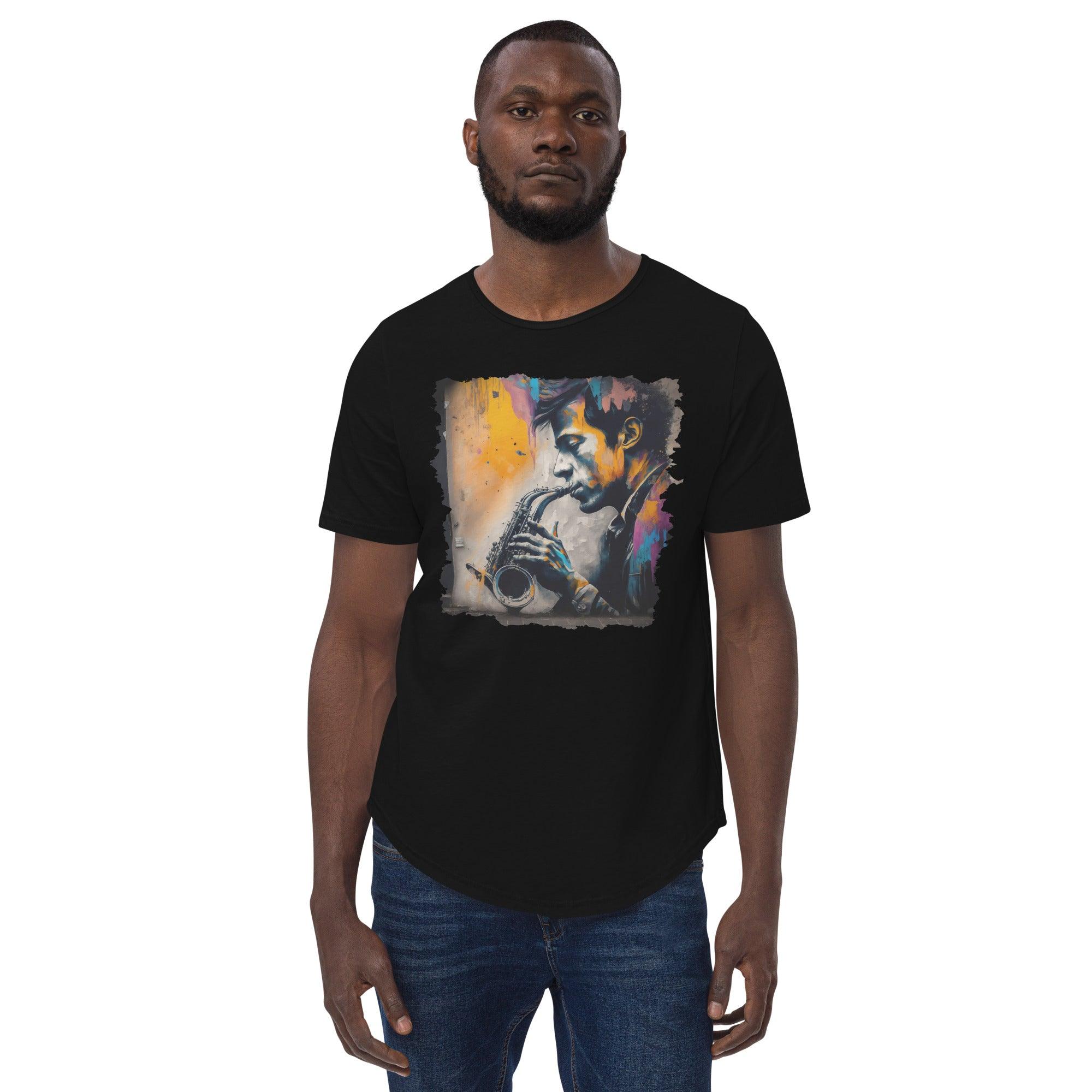 Saxophone Sorcery Men's Curved Hem T-Shirt - Beyond T-shirts