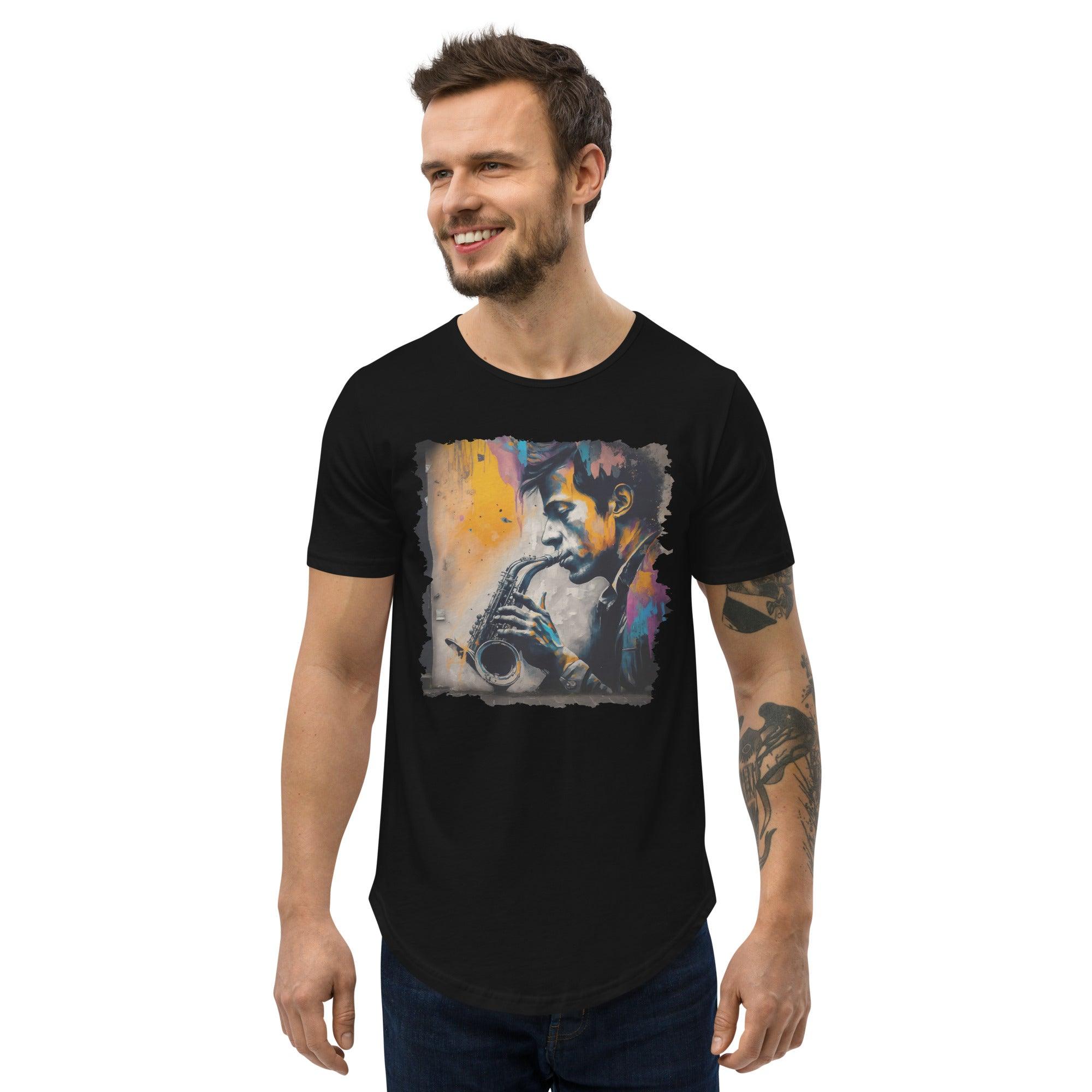 Saxophone Sorcery Men's Curved Hem T-Shirt - Beyond T-shirts