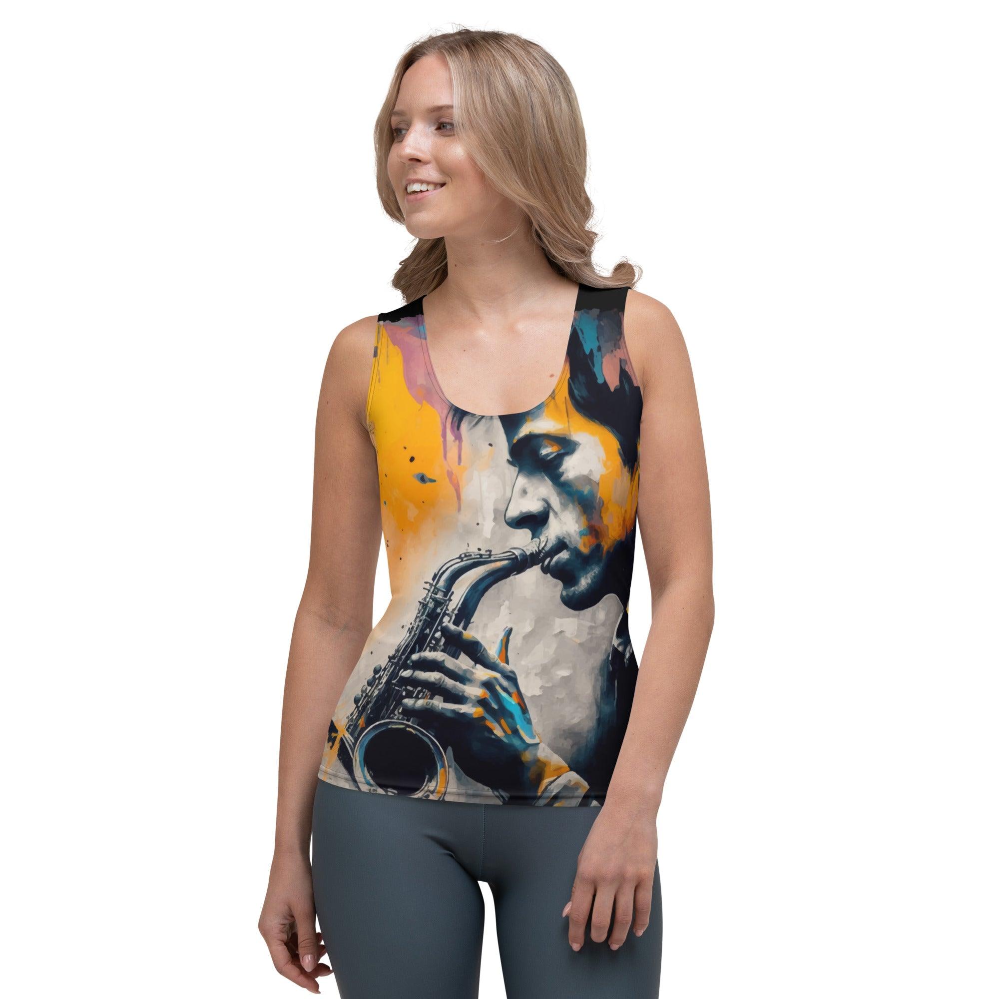 Saxophone Sorcery Sublimation Cut & Sew Tank Top - Beyond T-shirts