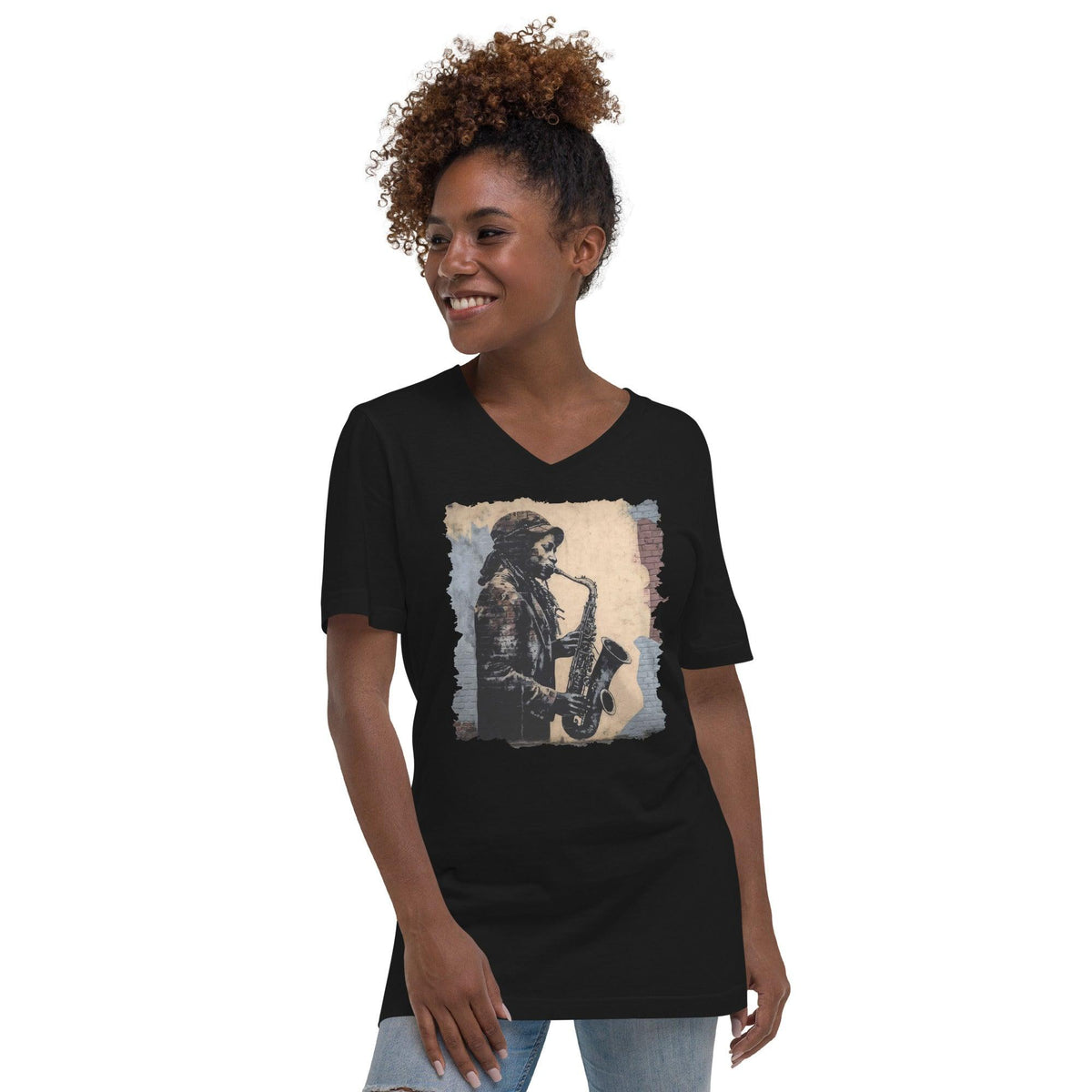 Saxophone Swagger Unisex Short Sleeve V-Neck T-Shirt - Beyond T-shirts