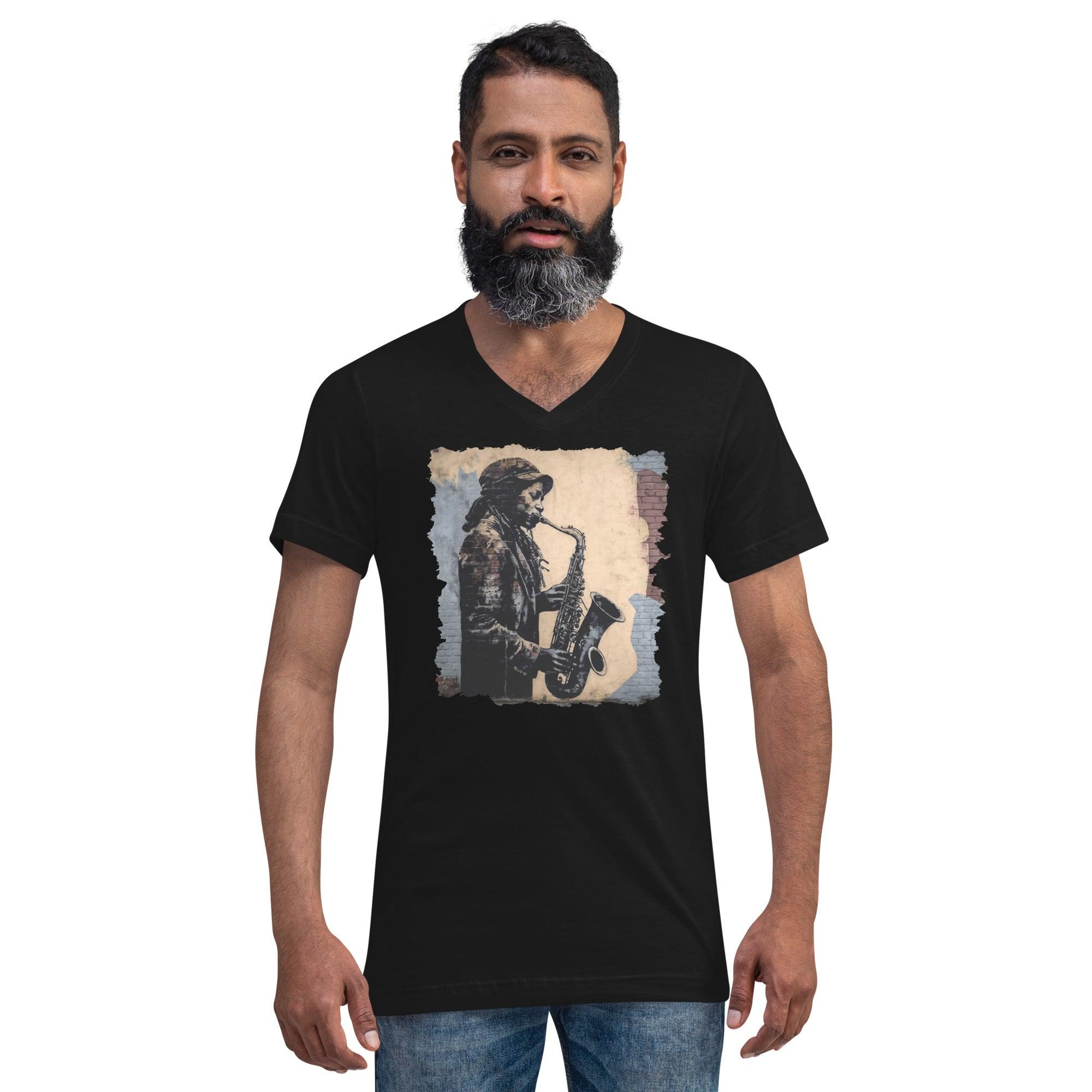 Saxophone Swagger Unisex Short Sleeve V-Neck T-Shirt - Beyond T-shirts