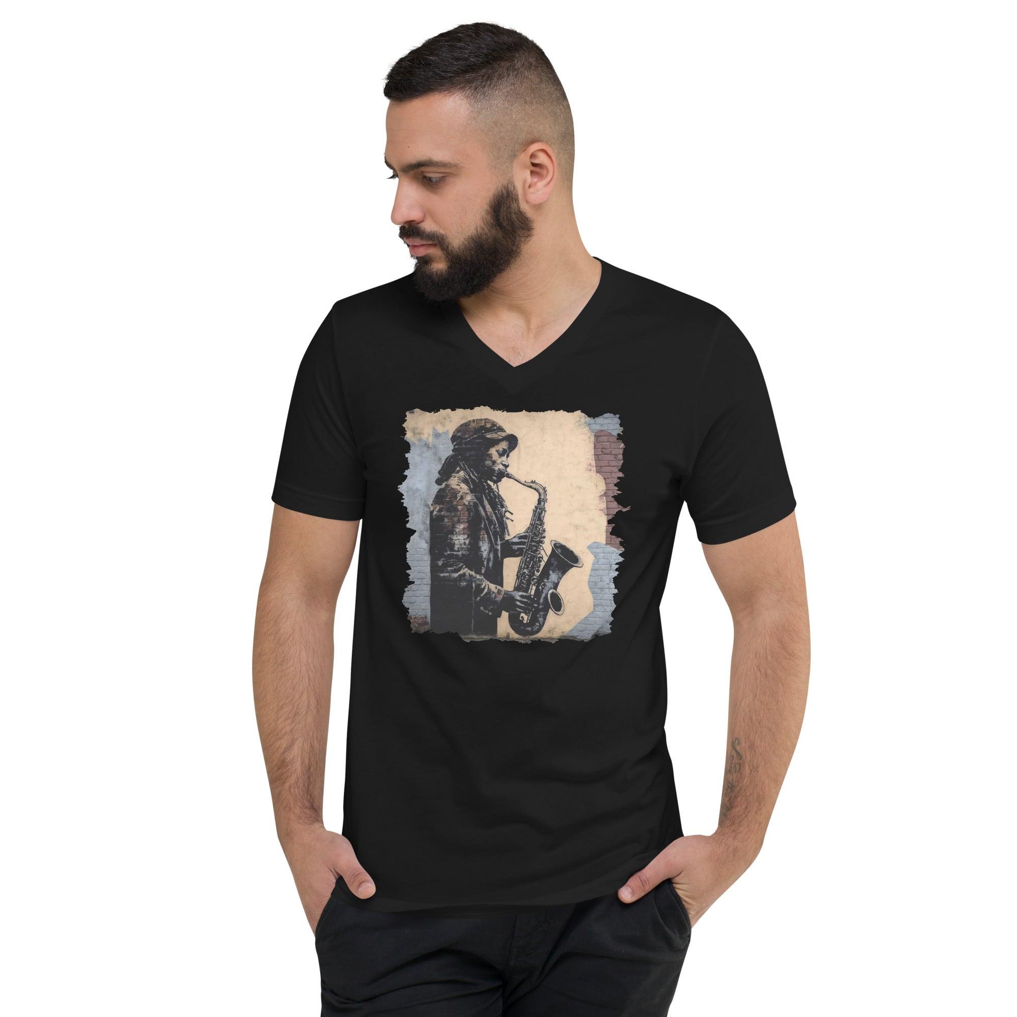Saxophone Swagger Unisex Short Sleeve V-Neck T-Shirt - Beyond T-shirts