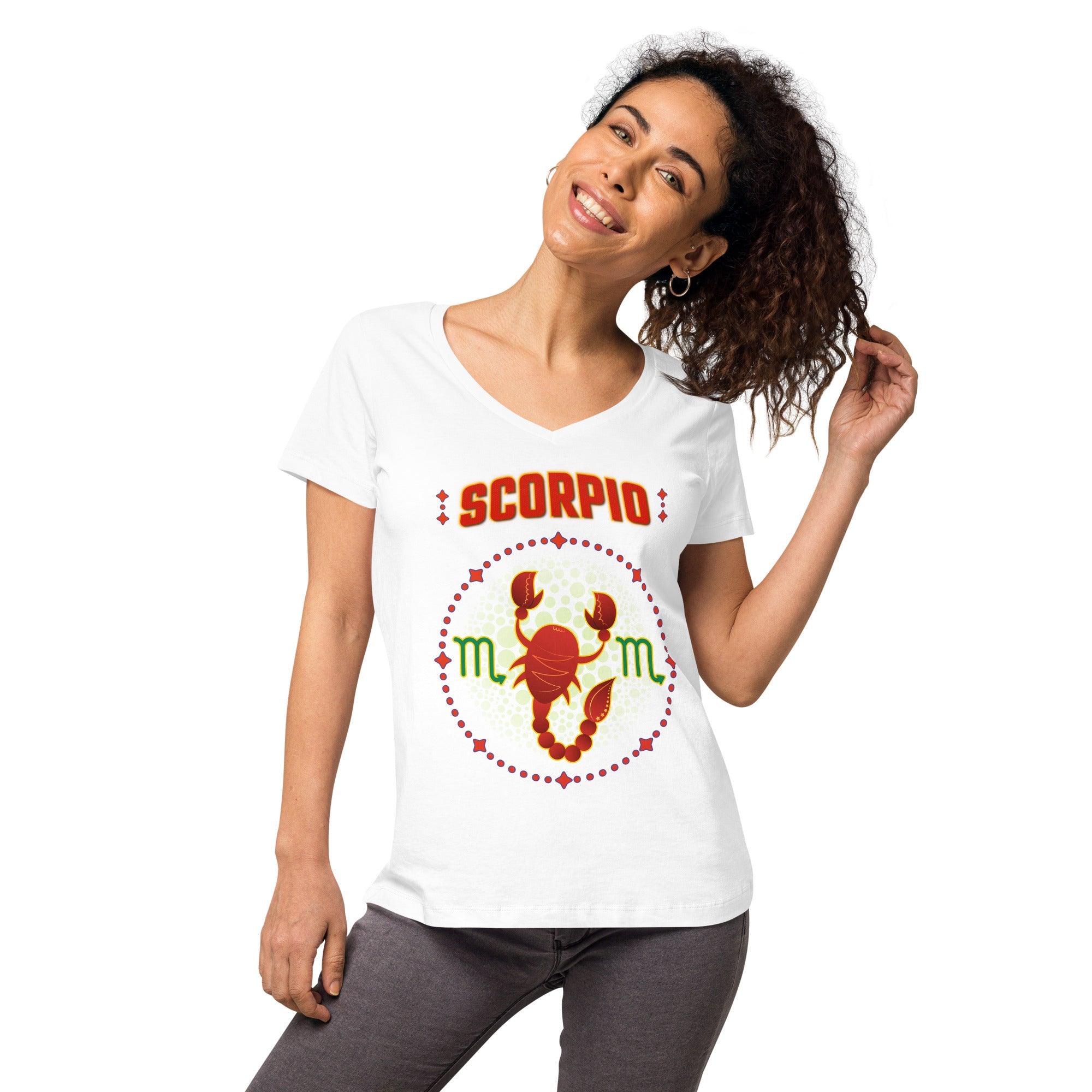 Scorpio Women’s Fitted V-Neck T-Shirt | Zodiac Series 1 - Beyond T-shirts