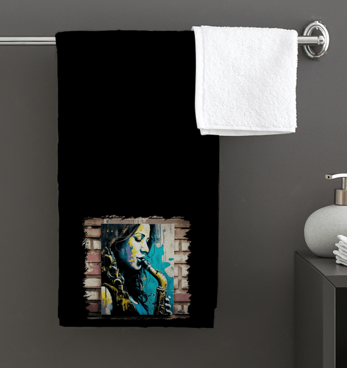 She Breathes Through Music Bath Towel - Beyond T-shirts