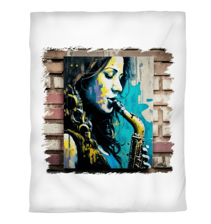 She Breathes Through Music Duvet Cover - Beyond T-shirts